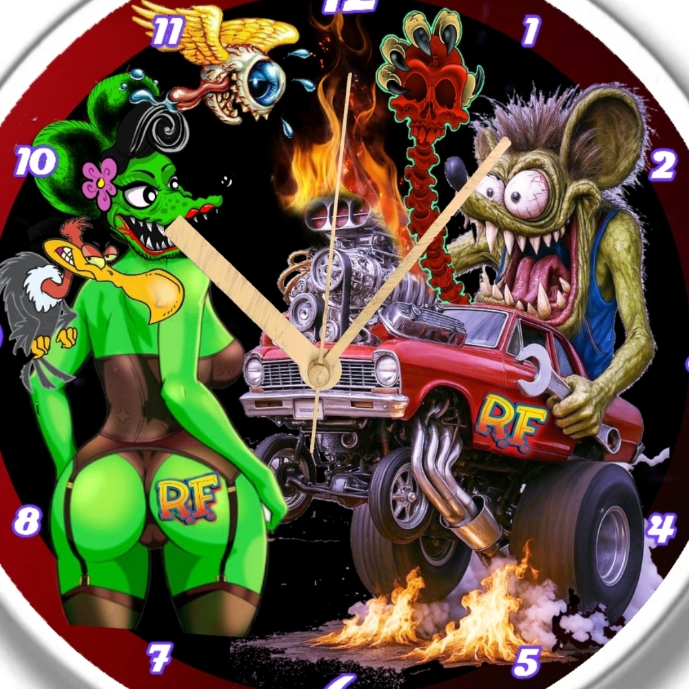 Rat Fink N Trixie Wall Clock